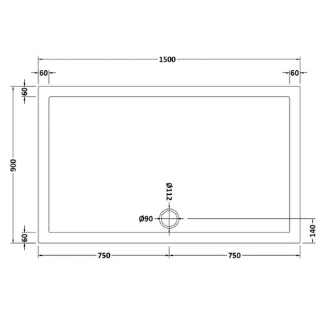 Nuie Pearlstone Large Rectangular Shower Tray Gloss White NTP044 LD