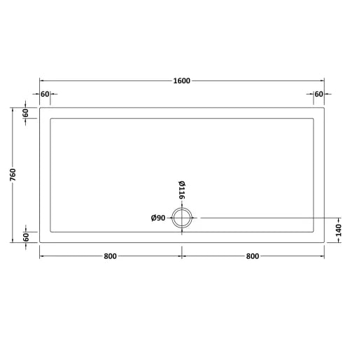 Nuie Pearlstone Large Rectangular Shower Tray Gloss White NTP052 LD