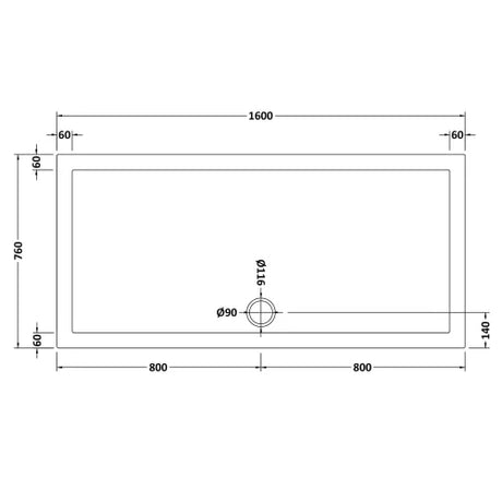 Nuie Pearlstone Large Rectangular Shower Tray Gloss White NTP052 LD