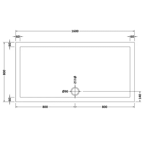 Nuie Pearlstone Large Rectangular Shower Tray Gloss White NTP053 LD