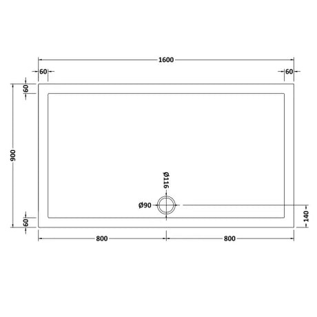 Nuie Pearlstone Large Rectangular Shower Tray Gloss White NTP054 LD