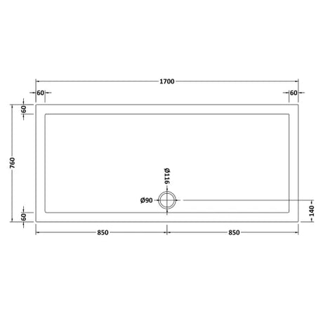 Nuie Pearlstone Large Rectangular Shower Tray Gloss White NTP062 LD