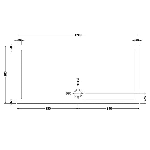Nuie Pearlstone Large Rectangular Shower Tray Gloss White NTP063 LD