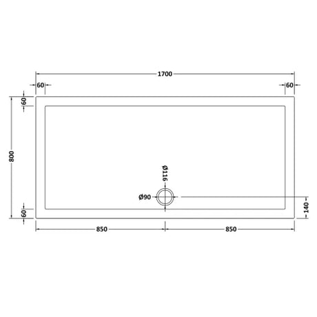 Nuie Pearlstone Large Rectangular Shower Tray Gloss White NTP063 LD