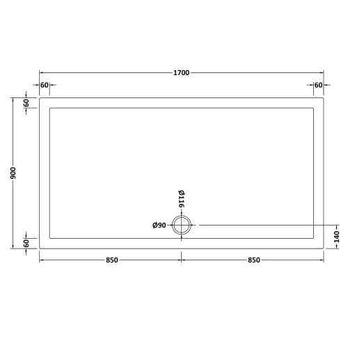 Nuie Pearlstone Large Rectangular Shower Tray Gloss White NTP064 LD