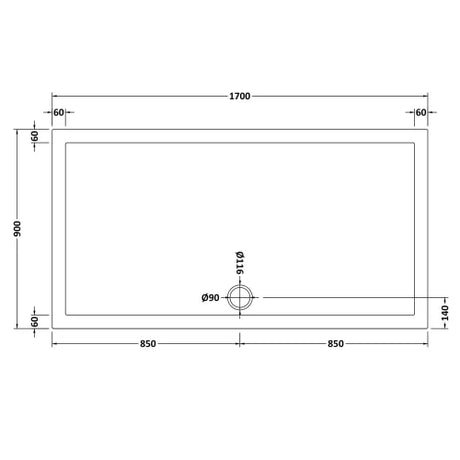 Nuie Pearlstone Large Rectangular Shower Tray Gloss White NTP064 LD