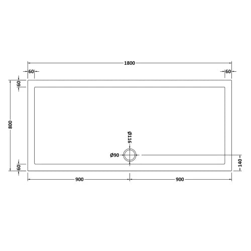 Nuie Pearlstone Large Rectangular Shower Tray Gloss White NTP073 LD