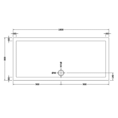 Nuie Pearlstone Large Rectangular Shower Tray Gloss White NTP073 LD