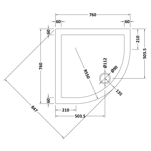 Nuie Pearlstone Quadrant Shower Tray Gloss White NTP097 LD
