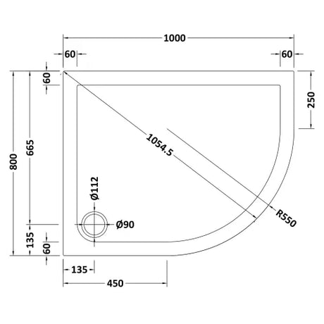 Nuie Pearlstone Offset Quadrant Shower Tray Gloss White NTP109 LD