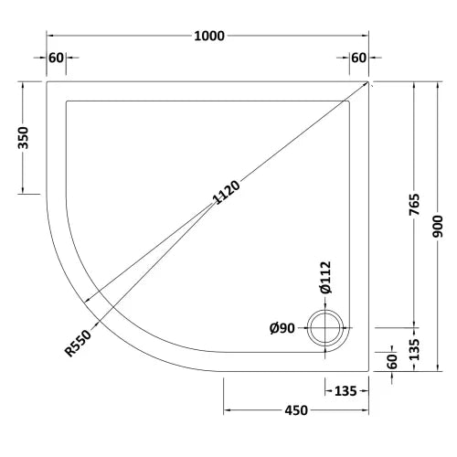 Nuie Pearlstone Offset Quadrant Shower Tray Gloss White NTP110 LD