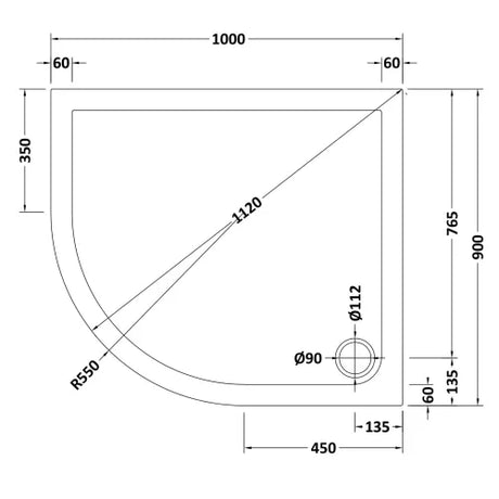 Nuie Pearlstone Offset Quadrant Shower Tray Gloss White NTP110 LD