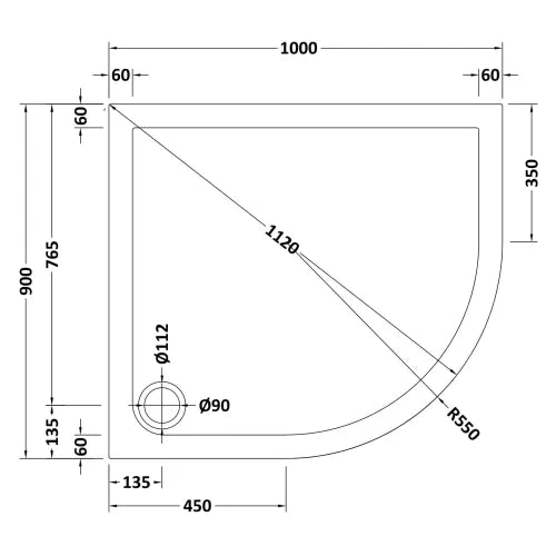 Nuie Pearlstone Offset Quadrant Shower Tray Gloss White NTP111 LD