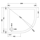 Nuie Pearlstone Offset Quadrant Shower Tray Gloss White NTP111 LD