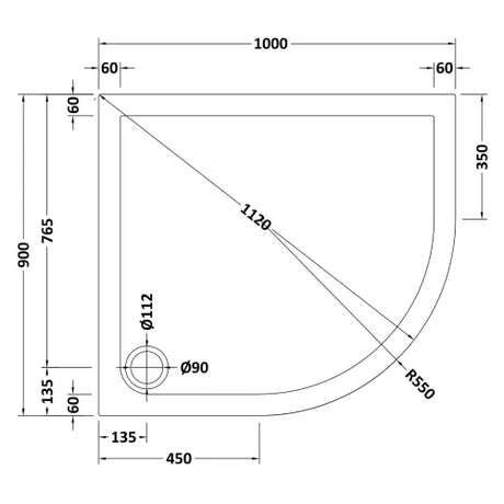 Nuie Pearlstone Offset Quadrant Shower Tray Gloss White NTP111 LD