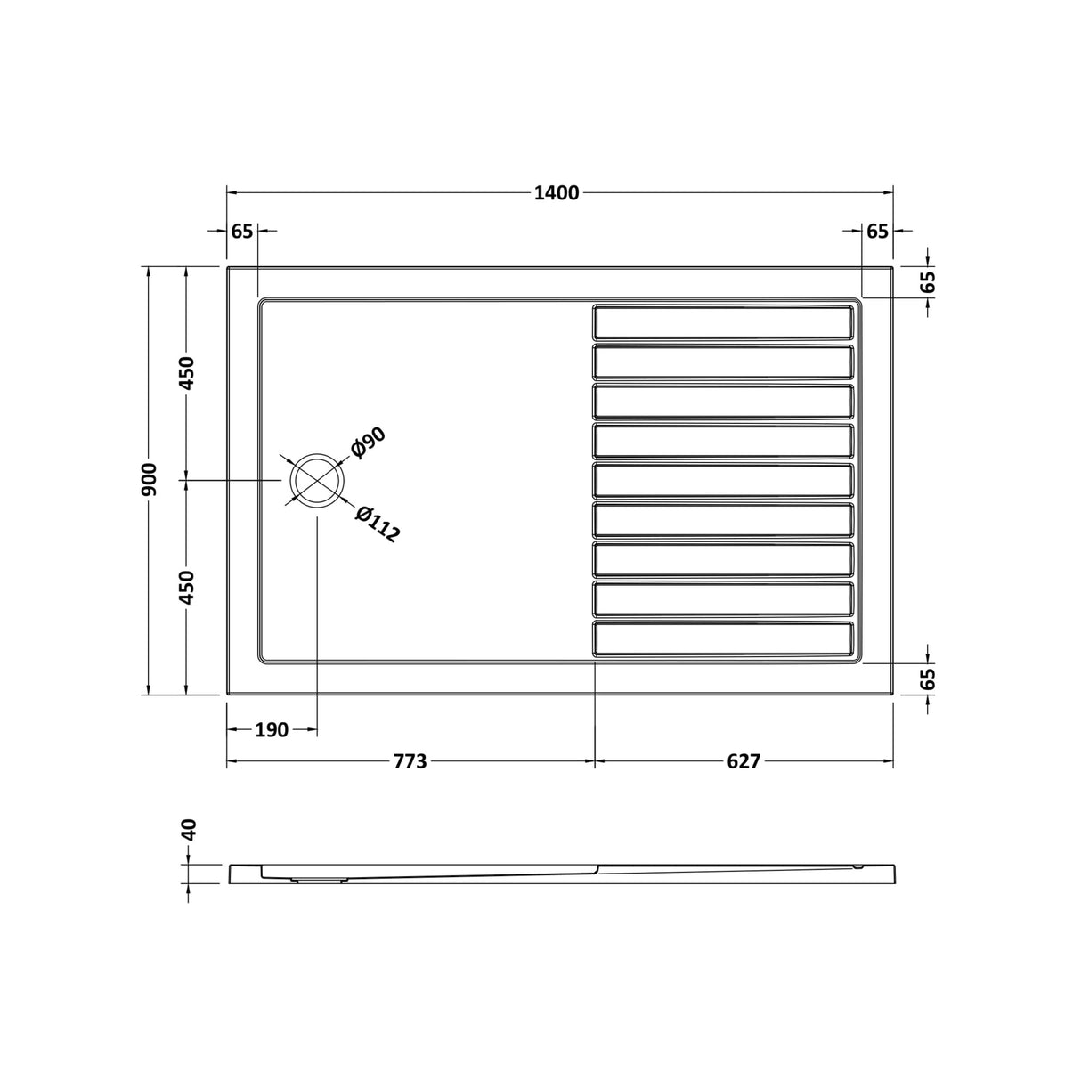Nuie Pearlstone Rectangular Walk-In Shower Tray Gloss White NTP1490 LD