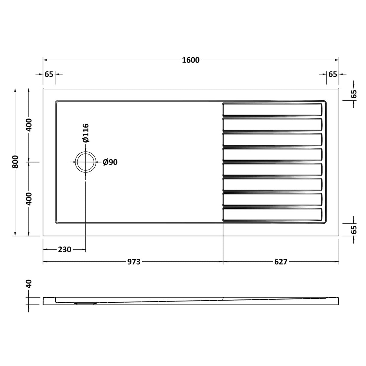 Nuie Pearlstone Rectangular Walk-In Shower Tray Gloss White NTP1680 LD