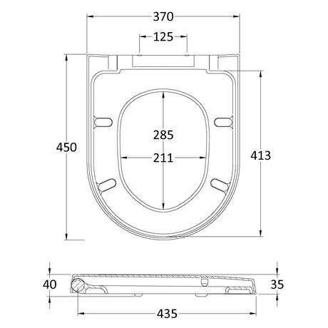 Nuie Luxury D-Shape Soft Close Toilet Seat with Top Fix White NTS007 LD
