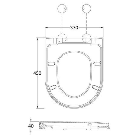 Nuie Luxury D-Shape Soft Close Toilet Seat with Top Fix White NTS007B LD