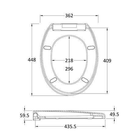 Nuie Standard Round Soft Close Toilet Seat with Top Fix White NTS008 LD