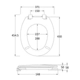 Nuie Wooden Round Toilet Seat with Bottom Fix White - Chrome Hinges NTS302 LD