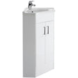 Nuie Mayford Floor Standing 2 Door Corner Vanity Unit & Basin Gloss White Gloss White NVC180A