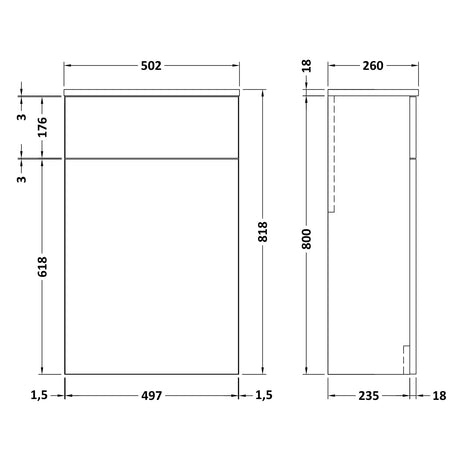 Nuie Arno WC Unit W500mm Gloss White NVF141 LD