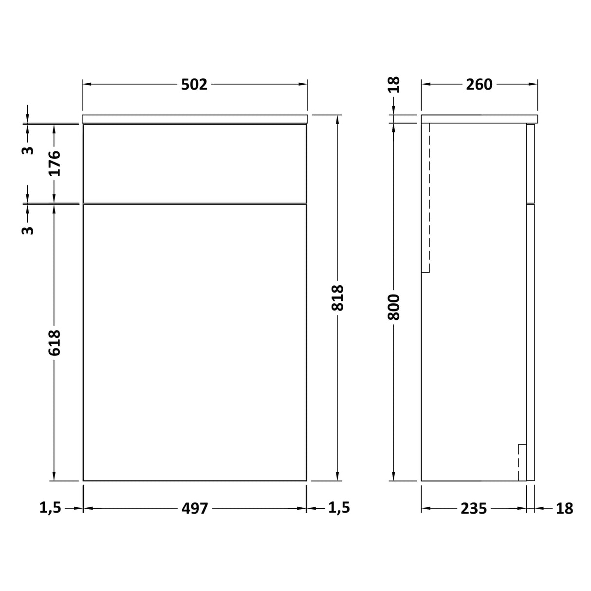 Nuie Arno WC Unit W500mm Satin Grey NVF2241 LD