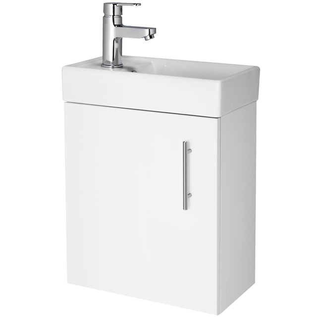 Nuie Vault 400mm Wall Hung 1 Door Vanity Unit & Basin Gloss White NVX182