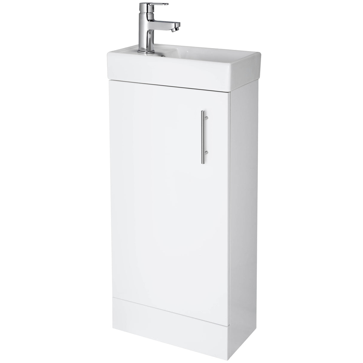 Nuie Vault 400mm Floor Standing 1 Door Vanity Unit & Basin Gloss White NVX192