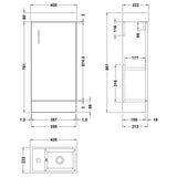 Nuie Vault 400mm Floor Standing 1 Door Vanity Unit & Basin Gloss White NVX192 LD