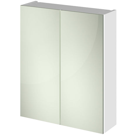 Nuie Arno 2 Door Wall Hung Mirrored Cabinet W600mm Gloss White OFF117_2
