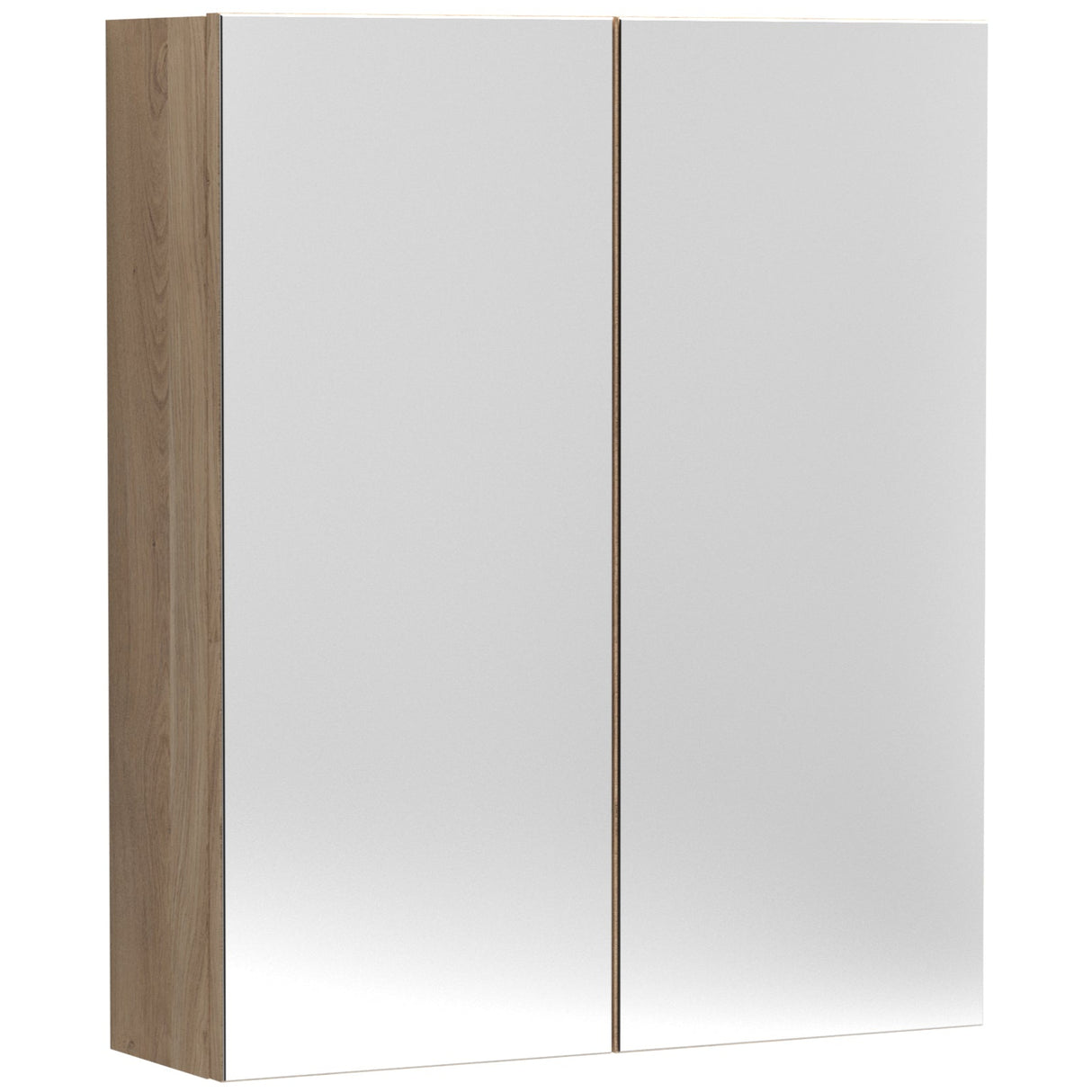 Nuie Arno 2 Door Wall Hung Mirrored Cabinet W600mm Bleached Oak OFF3017