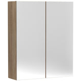 Nuie Arno 2 Door Wall Hung Mirrored Cabinet W600mm Bleached Oak OFF3017
