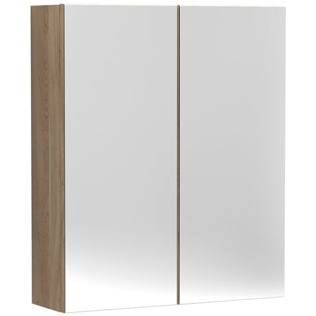 Nuie Arno 2 Door Wall Hung Mirrored Cabinet W600mm Bleached Oak OFF3017