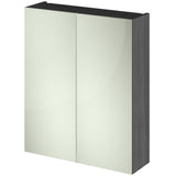 Nuie Fusion 2 Door Wall Hung Mirrored Cabinet W600mm Anthracite Woodgrain OFF517
