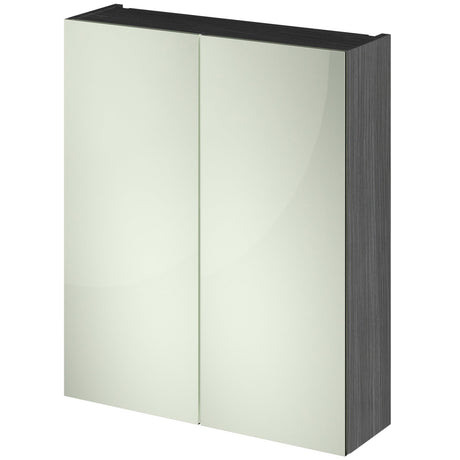 Nuie Fusion 2 Door Wall Hung Mirrored Cabinet W600mm Anthracite Woodgrain OFF517