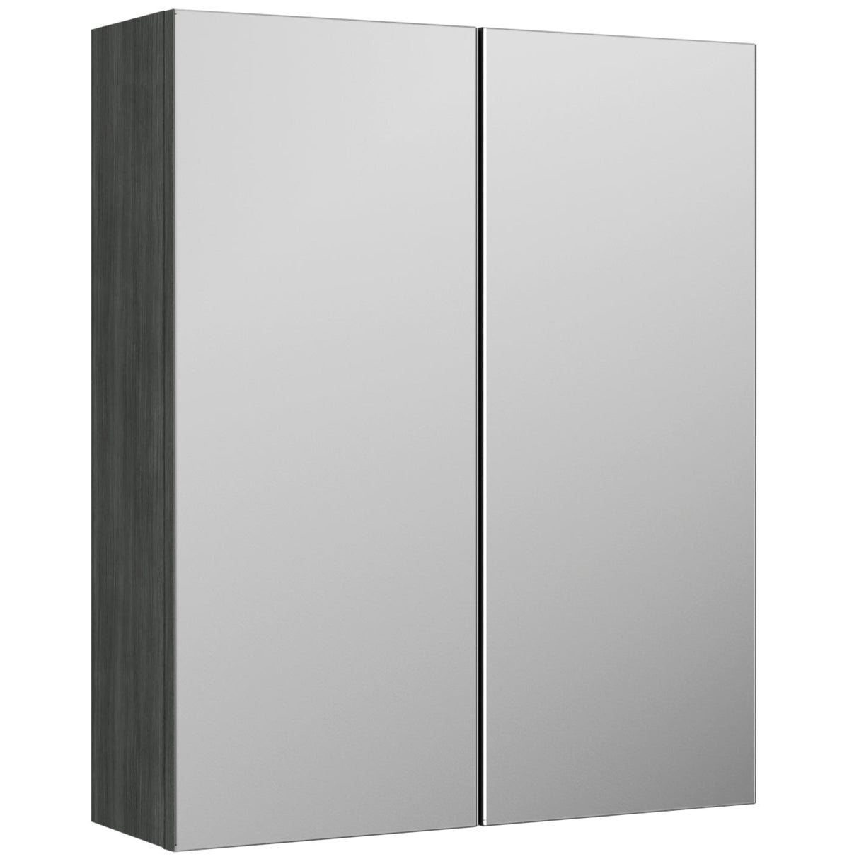 Nuie Arno 2 Door Wall Hung Mirrored Cabinet W600mm Anthracite Woodgrain OFF517N