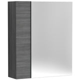 Nuie Fusion 2 Door 75/25 Wall Hung Mirrored Cabinet W600mm Anthracite Woodgrain OFF518