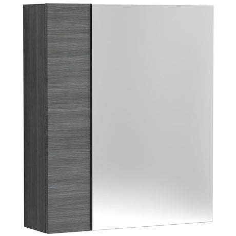 Nuie Fusion 2 Door 75/25 Wall Hung Mirrored Cabinet W600mm Anthracite Woodgrain OFF518