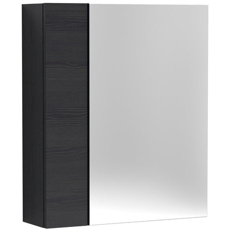 Nuie Fusion 2 Door 75/25 Wall Hung Mirrored Cabinet W600mm Charcoal Black OFF618