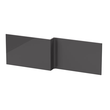 Nuie L-Shaped Shower Bath Front Panel MDF/MFC Gloss Grey OFF973