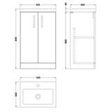 Nuie Arno Compact 500mm Floor Standing 2 Door Vanity Unit & Basin Charcoal Black PAL005 LD