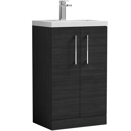Nuie Arno Compact 500mm Floor Standing 2 Door Vanity Unit & Basin Charcoal Black PAL005E