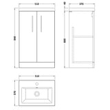 Nuie Arno Compact 500mm Floor Standing 2 Door Vanity Unit & Basin Charcoal Black PAL005E LD