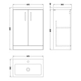 Nuie Arno Compact 600mm Floor Standing 2 Door Vanity Unit & Basin Charcoal Black PAL026 LD
