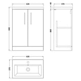 Nuie Arno Compact 600mm Floor Standing 2 Door Vanity Unit & Basin Charcoal Black PAL026E LD