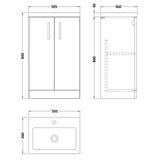 Nuie Arno Compact 500mm Floor Standing 2 Door Vanity Unit & Basin Soft Black PAL028 LD