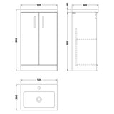 Nuie Arno Compact 500mm Floor Standing 2 Door Vanity Unit & Basin Satin Grey PAL030 LD