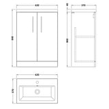 Nuie Arno Compact 600mm Floor Standing 2 Door Vanity Unit & Basin Bleached Oak PAL033E LD